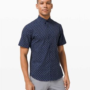 Lululemon Airing Easy Short Sleeve Button down Check White True Navy men’s shirt